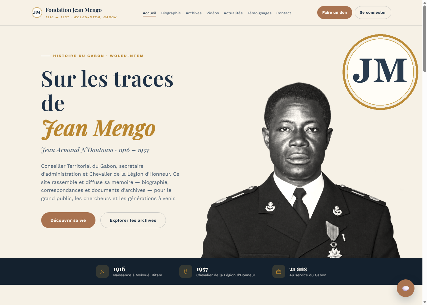 Nouvelle page d'accueil du site mémoriel